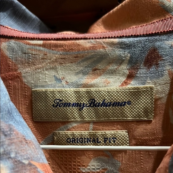 Tommy Bahama Floral Hawaiian Shirt - Peach and Blue - Picture 3 of 5